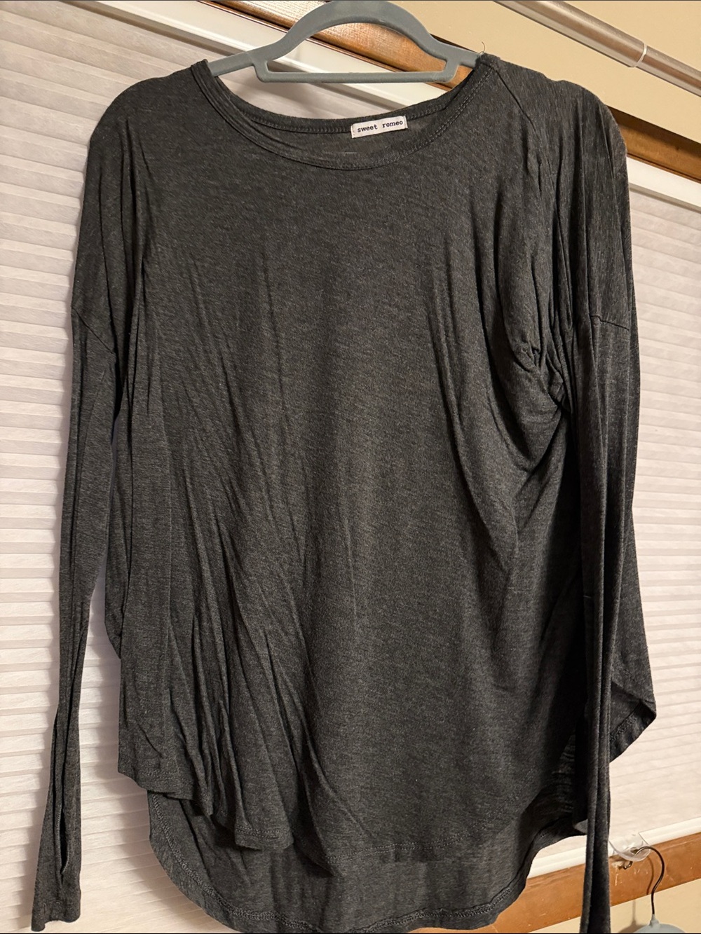 Sweet Romeo Dark Charcoal Long Sleeve Top